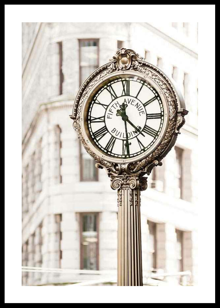 Photograph of decorative golden street clock at Flatiron-12
