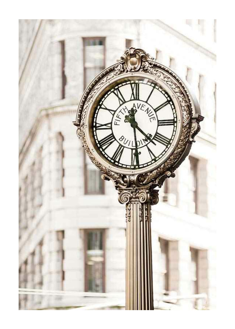 Photograph of decorative golden street clock at Flatiron-12