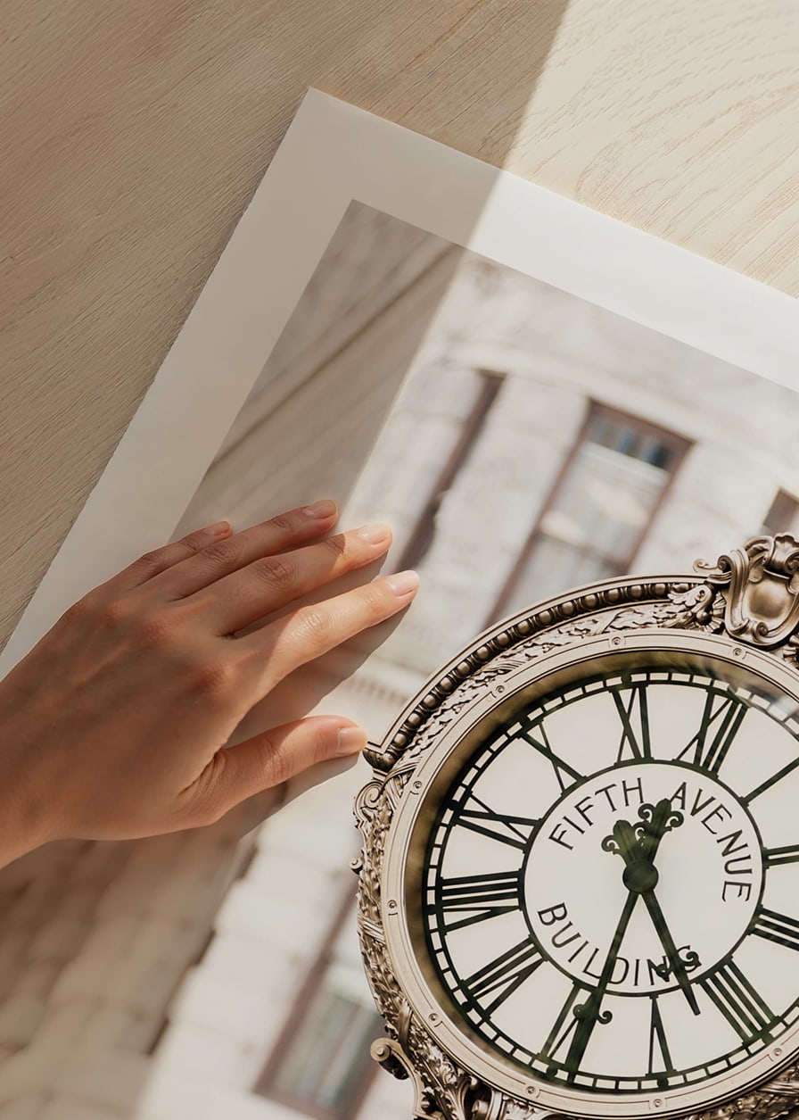 Photograph of decorative golden street clock at Flatiron-12
