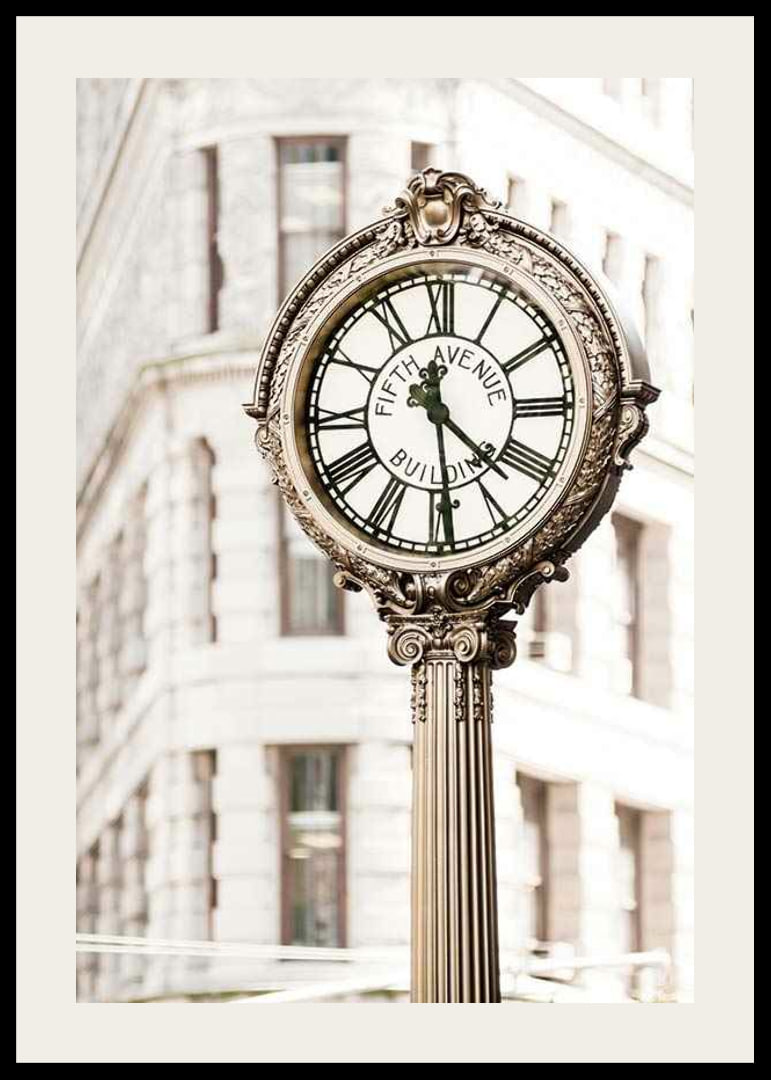 Photograph of decorative golden street clock at Flatiron-12
