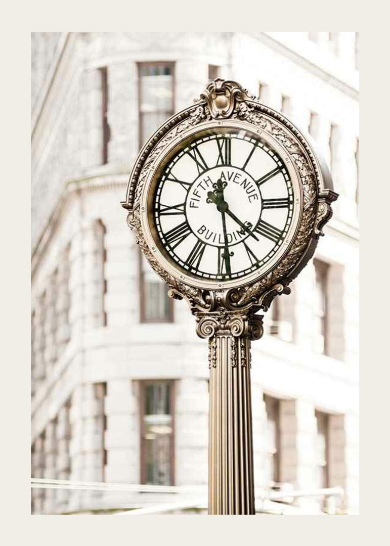 Photograph of decorative golden street clock at Flatiron-12
