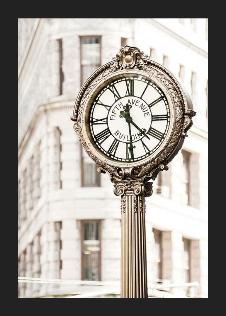 Photograph of decorative golden street clock at Flatiron-12