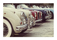 Photographic classic vintage cars in a row, cream and red-1