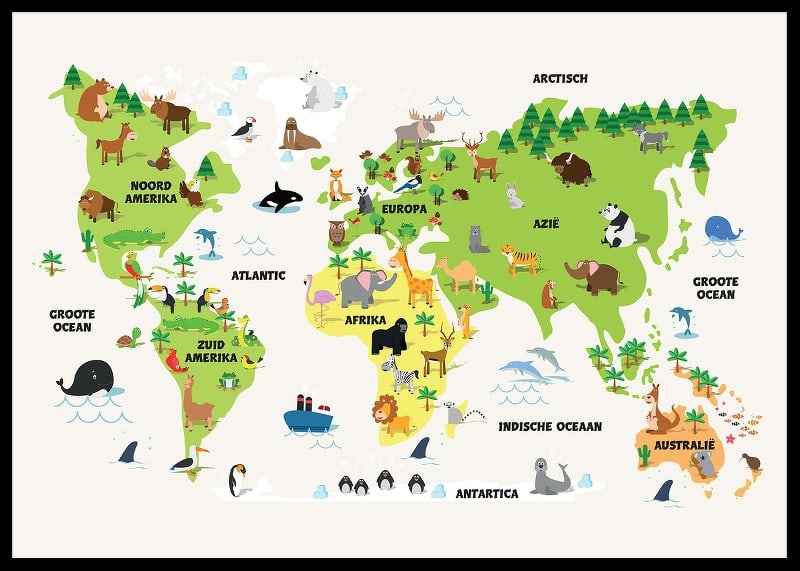 Wereldkaart Met Dieren-12