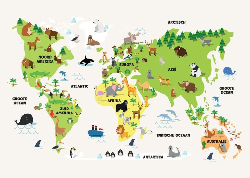 Wereldkaart Met Dieren-12