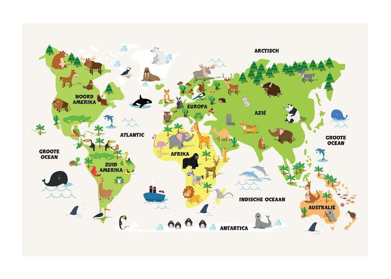 Wereldkaart Met Dieren-12