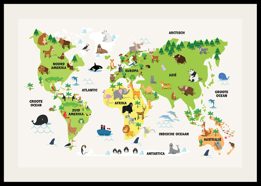 Wereldkaart Met Dieren-12