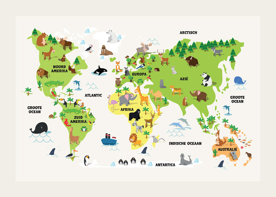 Wereldkaart Met Dieren-12