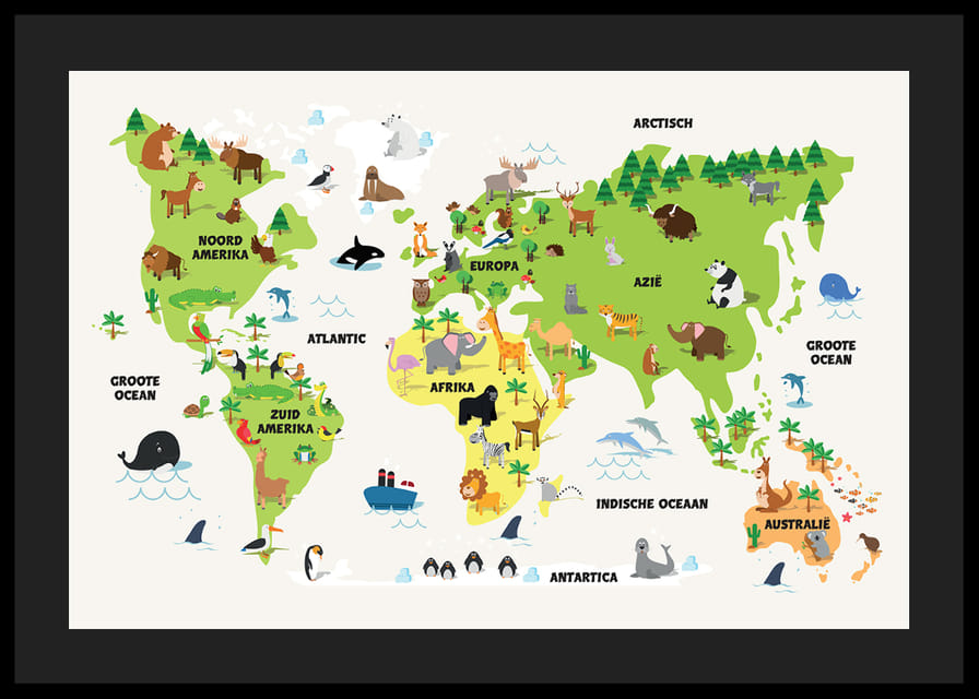 Wereldkaart Met Dieren-12