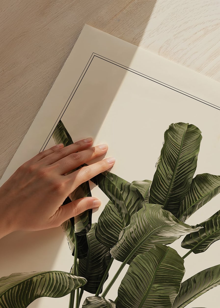 Illustration of banana plant with green leaves against beige background-12
