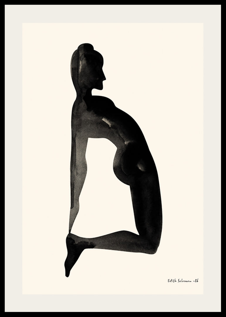 Watercolor of woman in kneeling position on light background-12