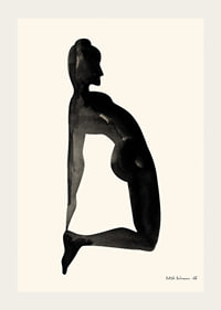 Watercolor of woman in kneeling position on light background-3