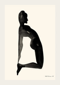 Vesiväri naisesta polvistuneessa asennossa vaalealla taustalla-3