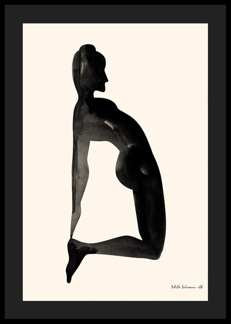 Watercolor of woman in kneeling position on light background-12