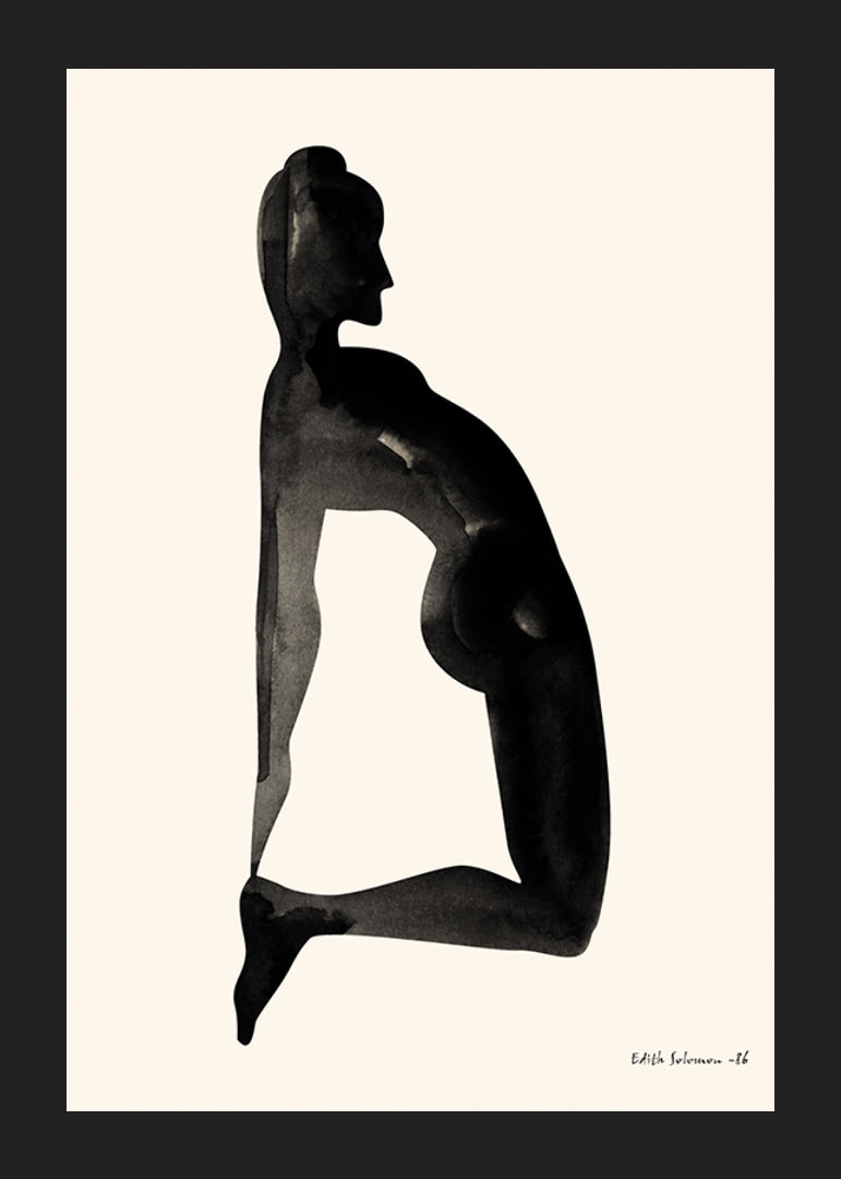 Watercolor of woman in kneeling position on light background-12