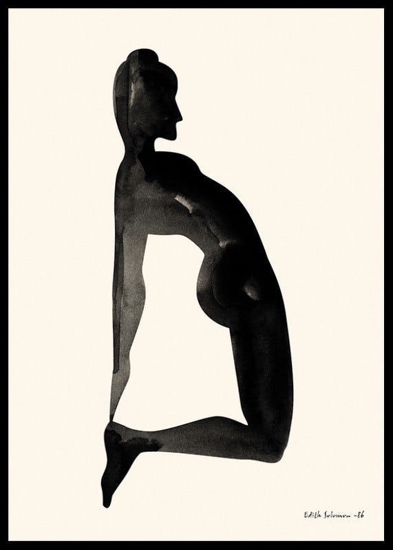 Watercolor of woman in kneeling position on light background-12