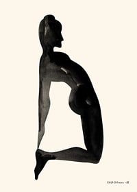 Watercolor of woman in kneeling position on light background-7