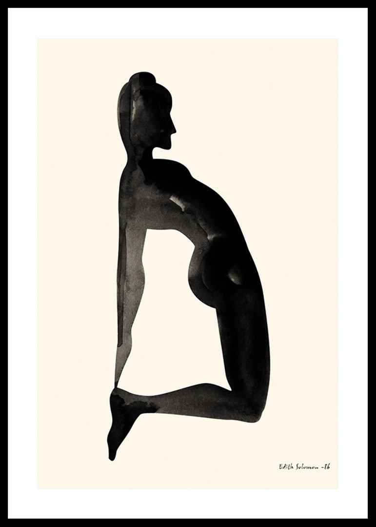 Watercolor of woman in kneeling position on light background-12