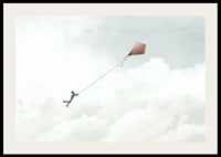 Illustration of man flying with kite among bright clouds-2