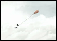 Illustration of man flying with kite among bright clouds-6