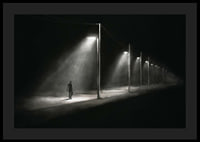 Illustration of lonely man under street lights in dark night landscape-0