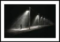 Illustration of lonely man under street lights in dark night landscape-2