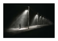 Illustration of lonely man under street lights in dark night landscape-3