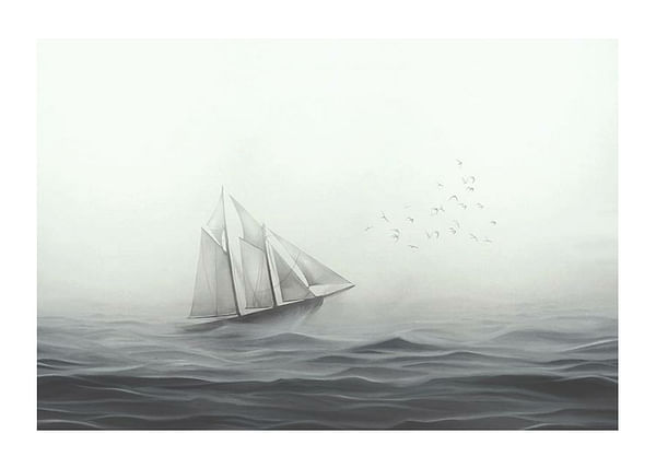 Plagát Boat On Sea
