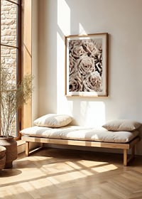 Gros plan de roses beiges aux tons doux, style photographique-8