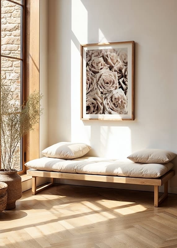 Gros plan de roses beiges aux tons doux, style photographique-12