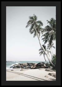 Fotografische palmbomen op zandstrand, kliffen en zee-4