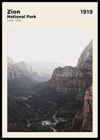 Photographic landscape of mountains and valley in Zion National Park-0