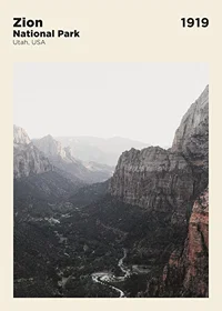 Photographic landscape of mountains and valley in Zion National Park-1