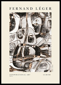 Abstract faces in brown and black tones, cubist style-0