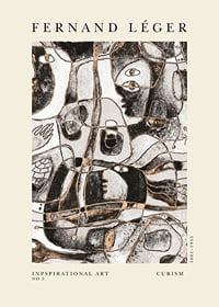 Abstract faces in brown and black tones, cubist style-1