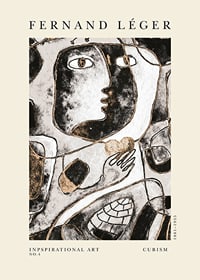 Abstract Cubist Face in Black, White and Beige by Fernand Léger-1