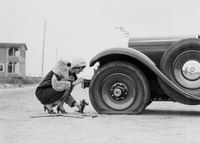 Old Car Flat Tire-3