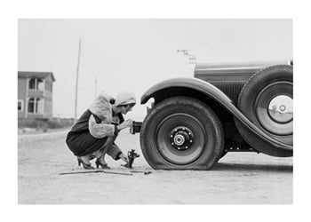 Affiche Old Car Flat Tire