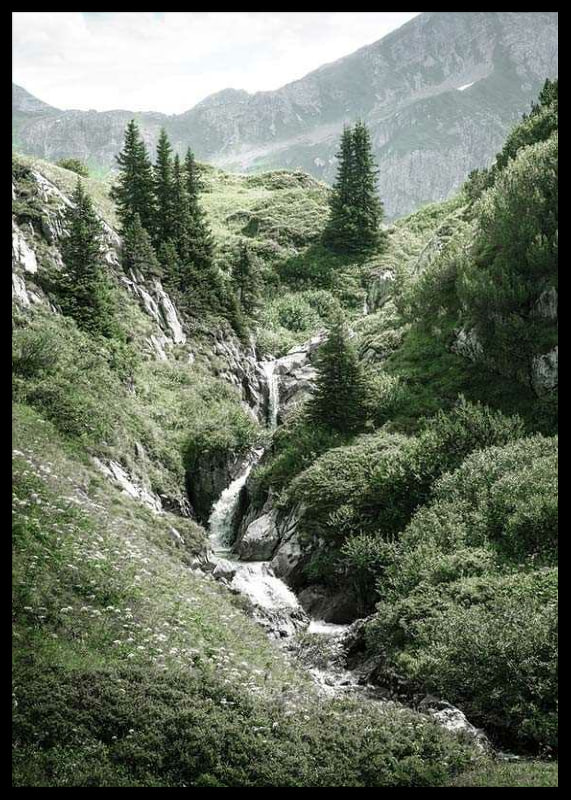 Photography of mountain landscape with green hills and stream-12