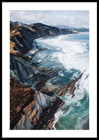 Photographic coastal landscape with cliffs and blue sea-0