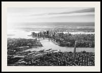 Black and white aerial view of Manhattan with bridges and skyscrapers-2