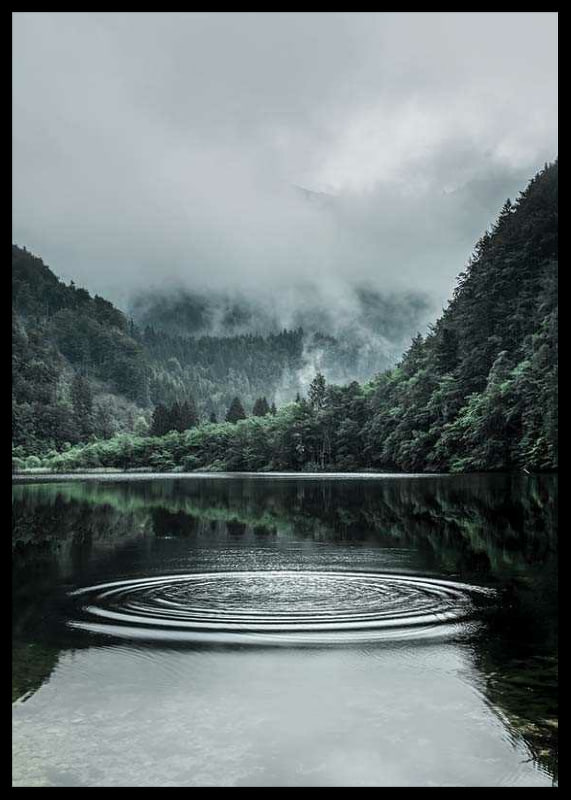 Photographic landscape with foggy mountains and calm lake-12