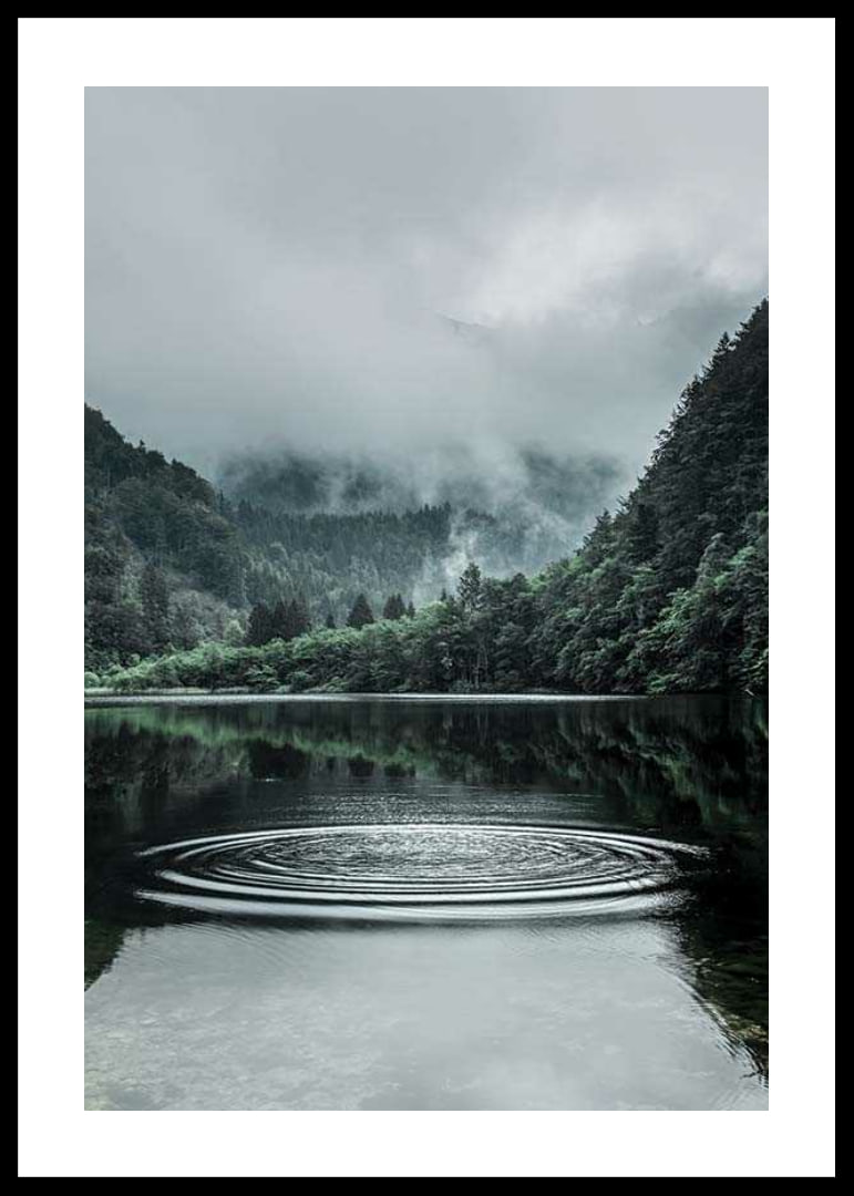 Photographic landscape with foggy mountains and calm lake-12