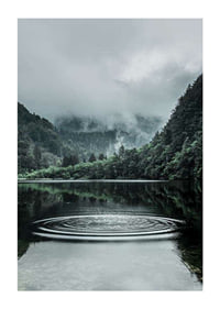 Photographic landscape with foggy mountains and calm lake-1