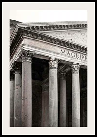 Photograph of the Pantheon's columns and ancient facade in Rome-2