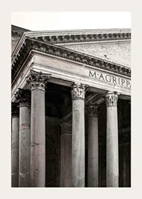 Photograph of the Pantheon's columns and ancient facade in Rome-3