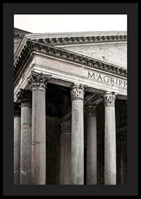 Photograph of the Pantheon's columns and ancient facade in Rome-4