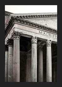 Photograph of the Pantheon's columns and ancient facade in Rome-5