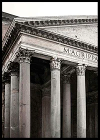Photograph of the Pantheon's columns and ancient facade in Rome-6