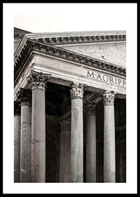 Photograph of the Pantheon's columns and ancient facade in Rome-0